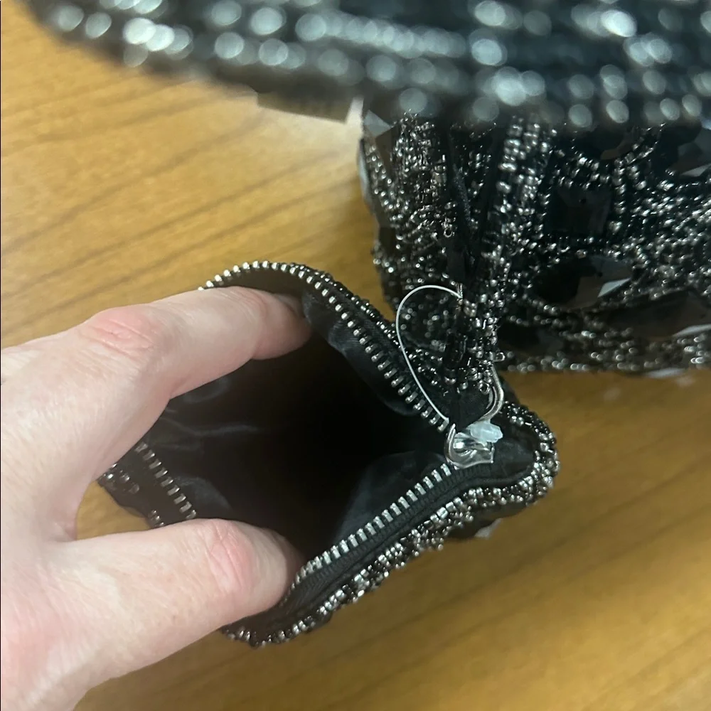 From India to you Black and silver beaded and glass stone shoulder bag and pouch - Picture 7 of 7